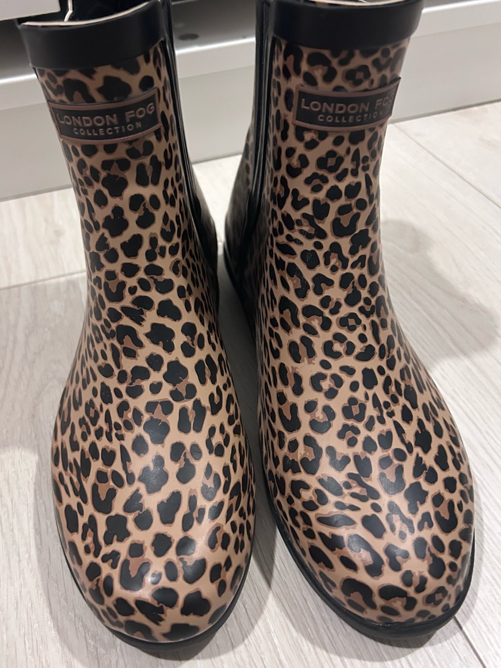 London Fog Piccadilly Leopard Print Women’s Rain Boots - Tan/Black size 6